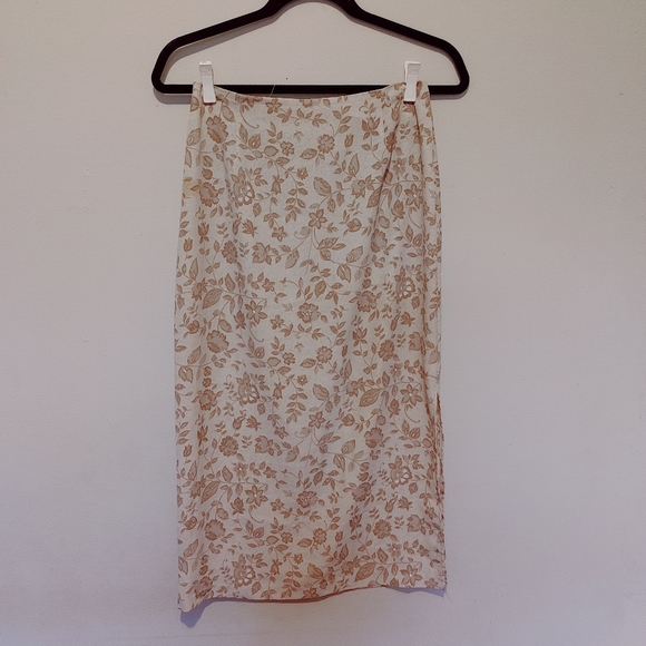 Vintage Classique Collections Beige Paisley Floral Skirt (Size 4/5) - Picture 2 of 12
